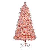 Nearly Natural 7-Foot Holiday Cashmere Pre-Lit Christmas Tree in Pink with White LED Lights