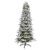 Nearly Natural 7.5-Foot Alaskan Flocked Pre-Lit Christmas Tree with White LED Lights