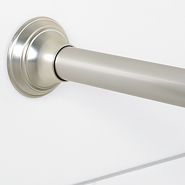 Squared Away&trade; NeverRust&trade; Aluminum Tension Shower Rod in Brushed Nickel. View a larger version of this product image.