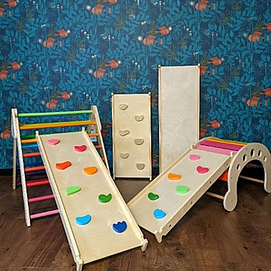 Cassarokids&reg; Small Reversible Wooden Rock Climbing Ramp/Slide in Natural. View a larger version of this product image.