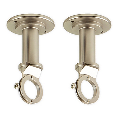Rod Desyne Ceiling Mount Single Curtain Rod Brackets in Satin Nickel (Set of 2). View a larger version of this product image.