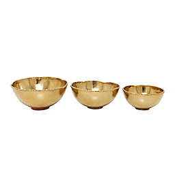Ridge Road Décor Modern Aluminum Decorative Bowls in Gold (Set of 3)