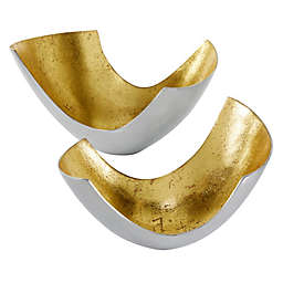 Ridge Road Décor Aluminum Decorative Bowls in Gold/Silver (Set of 2)