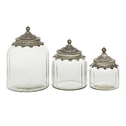 Ridge Road Decor 3-Piece Clear Glass Traditional Decorative Jars Set