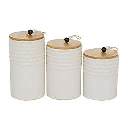 Ridge Road Décor Ceramic Country Cottage Jars in White (Set of 3)
