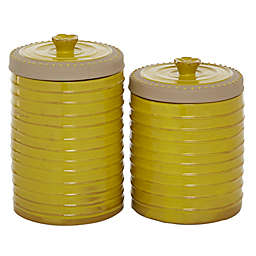 Ridge Road Décor Farmhouse Decorative Jar in Yellow (Set of 2)