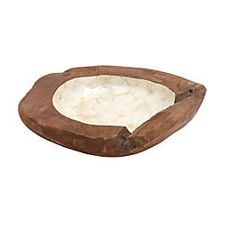 Ridge Road Dècor 18-Inch Wood and Shell Natural Decorative Bowl Accent in Brown/Ivory