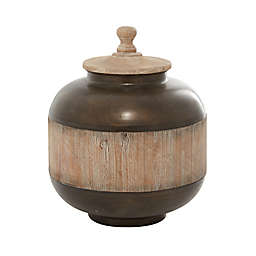 Ridge Road Decor Metal Rustic Decorative Jar in Brown
