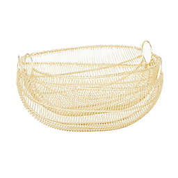 Ridge Road Décor Contemporary Wire Decorative Bowls in Gold (Set of 2)