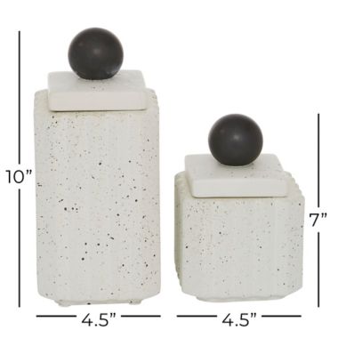 Ridge Road Decor 2-Piece Contemporary Decorative Jar Set in White. View a larger version of this product image.