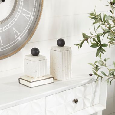 Ridge Road Decor 2-Piece Contemporary Decorative Jar Set in White. View a larger version of this product image.