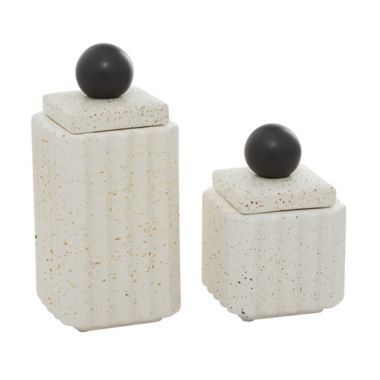 Ridge Road Decor 2-Piece Contemporary Decorative Jar Set in White. View a larger version of this product image.