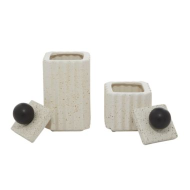Ridge Road Decor 2-Piece Contemporary Decorative Jar Set in White. View a larger version of this product image.