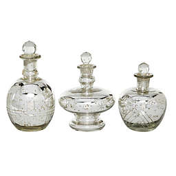 Ridge Road Décor Vintage Decorative Glass Jars in Silver (Set of 3)