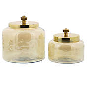 CosmoLiving by Cosmopolitan Smoked Glass Jars in Gold (Set of 2)