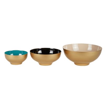 Brass Bowl Set on Trolley for Table decor