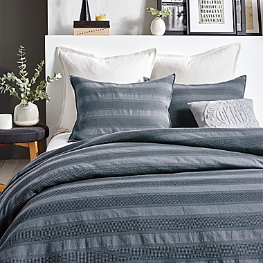 DKNY Avenue Stripe 3-Piece King Comforter Set in Denim. View a larger version of this product image.