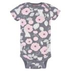 Alternate image 1 for Gerber&reg; Preemie 3-Pack Floral Short Sleeve Onesies&reg; Bodysuits in Grey