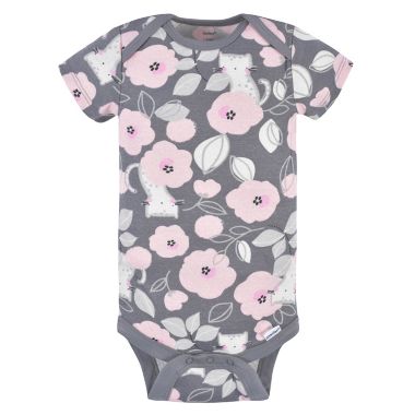 Gerber&reg; Preemie 3-Pack Floral Short Sleeve Onesies&reg; Bodysuits in Grey. View a larger version of this product image.