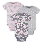 Alternate image 0 for Gerber&reg; Preemie 3-Pack Floral Short Sleeve Onesies&reg; Bodysuits in Grey