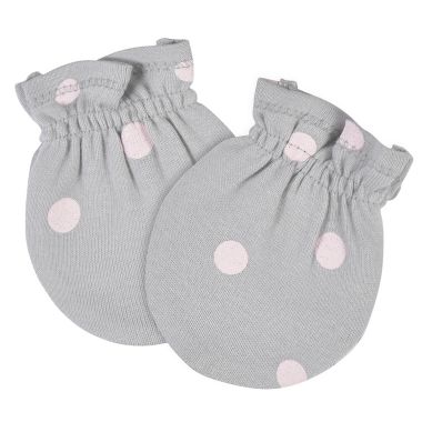 Gerber&reg; Size 0-6M 4-Piece Floral Caps and Mittens Set in Grey. View a larger version of this product image.