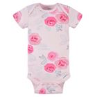 Alternate image 1 for Gerber&reg; Size 6-9M 3-Pack Roses Short Sleeve Onesies&reg; Bodysuits in Pink