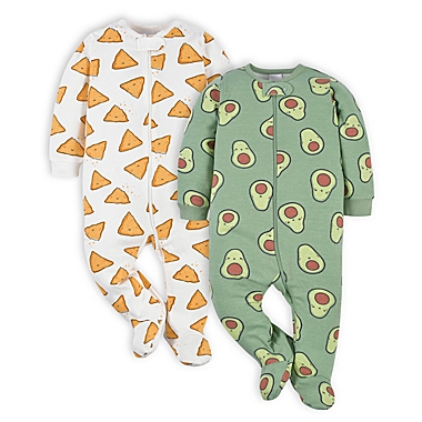 Gerber&reg; Size 3-6M 2-Pack Avocado Sleep &#39;n Play Footies Set in Green. View a larger version of this product image.
