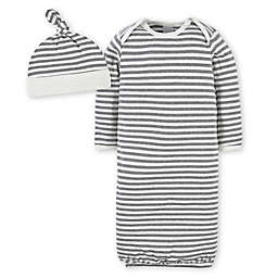 Gerber® 2-Piece Gown and Hat Set in Grey Stripe
