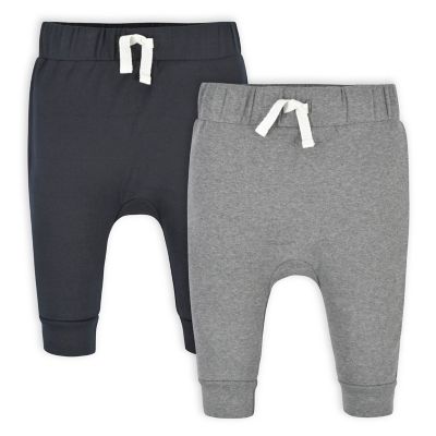 Gerber&reg; Newborn 2-Pack Drawstring Pants in Grey/Black