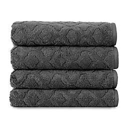Athena Solid Bath Towels in Charcoal (Set of 4)