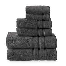 Solid Charcoal-Infused 6-Piece Towel Set in Charcoal