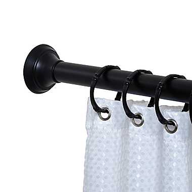 Squared Away&trade; NeverRust&trade; Aluminum Tension Shower Rod in Black. View a larger version of this product image.