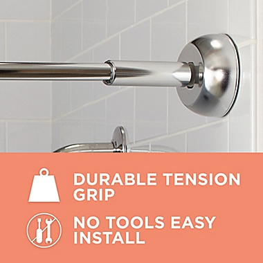 Squared Away&trade; NeverRust&trade; Aluminum Single Curved Shower Rod in Chrome. View a larger version of this product image.