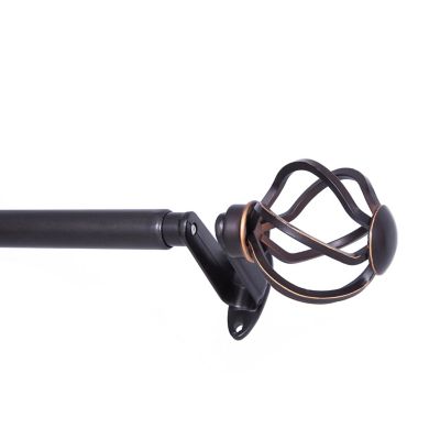 Cambria Casuals Leaf Emb Urn 48 To 88" Adjustable Curtain Rod Set In Matte Brown 