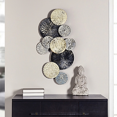 StyleCraft Nobu Layered Circles 36-Inch x 19-Inch Metal Wall Sculpture in Black. View a larger version of this product image.