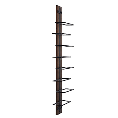 StyleCraft Heath Wood and Metal Wall Wine Holder in Espresso/Black. View a larger version of this product image.