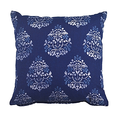 Everhome&trade; Paisley Square Throw Pillow in Dark Blue. View a larger version of this product image.