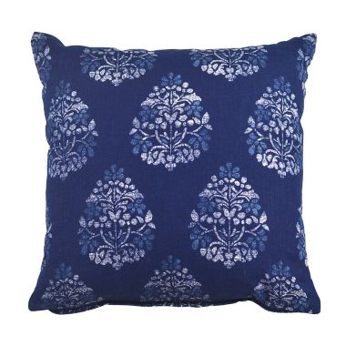 Everhome&trade; Paisley Square Throw Pillow in Dark Blue. View a larger version of this product image.