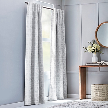 Everhome&trade; Frankie Geo 108-Inch Rod Pocket 100% Blackout Curtain Panel in Silver(Single). View a larger version of this product image.