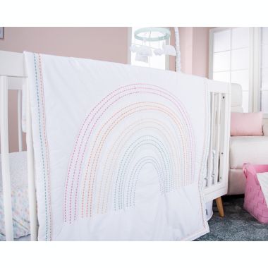 Trend Lab&reg; Rainbow 3-Piece Crib Bedding Set in Pink. View a larger version of this product image.