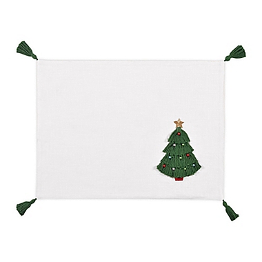 H for Happy&trade; Evergreen Tassel Tree Placemat in Off White/Green. View a larger version of this product image.
