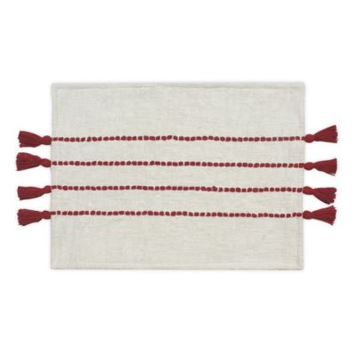 H for Happy&trade; Stripe and Tassel Christmas Placemat in Red/White