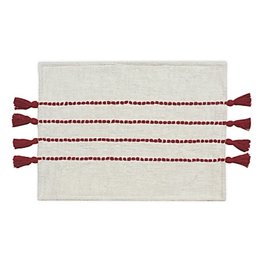 H for Happy&trade; Stripe and Tassel Christmas Placemat in Red/White. View a larger version of this product image.