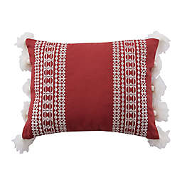 Levtex Home Kassandra Embroidered Tassel Throw Rectangle Indoor Pillow in Red