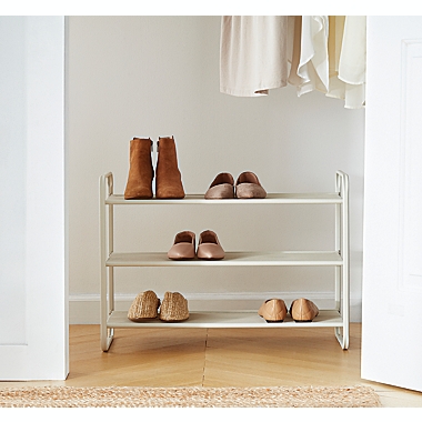 Squared Away&trade; 3-Tier Perforated Metal Shoe Rack in Coconut Milk. View a larger version of this product image.