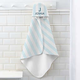 Delicate Stripes Personalized Baby Boy Hooded Towel