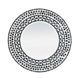 A&B Home 24-Inch Round Capiz Wall Mirror in Black/White