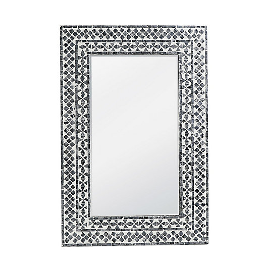 Alternate image 1 for A&B Home 24-Inch x 35.8-Inch Rectangular Capiz Wall Mirror in Black/White