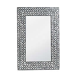 A&B Home 24-Inch x 35.8-Inch Rectangular Capiz Wall Mirror in Black/White