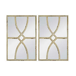 A&B Home Framed Mirror Wall Décor in Antique White (Set of 2)